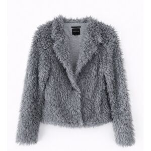 🖤 AS BY DF | Gray Faux Fir Cropped Jacket 🖤